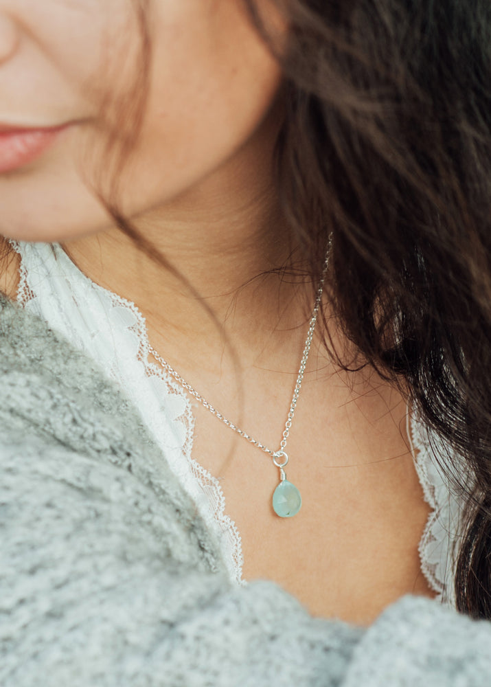 Aqua Chalcedony Pendant Necklace